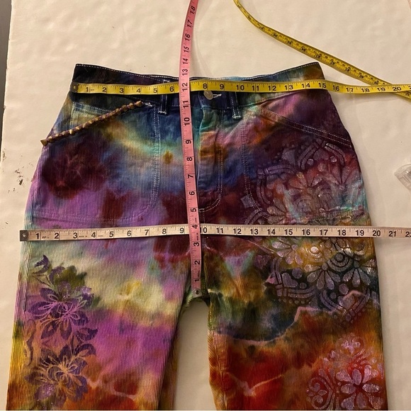 RE/DONE Corduroy Pants Womens Size 28 Small Tie Dye Hand Painted Redone Colorful - Picture 13 of 16